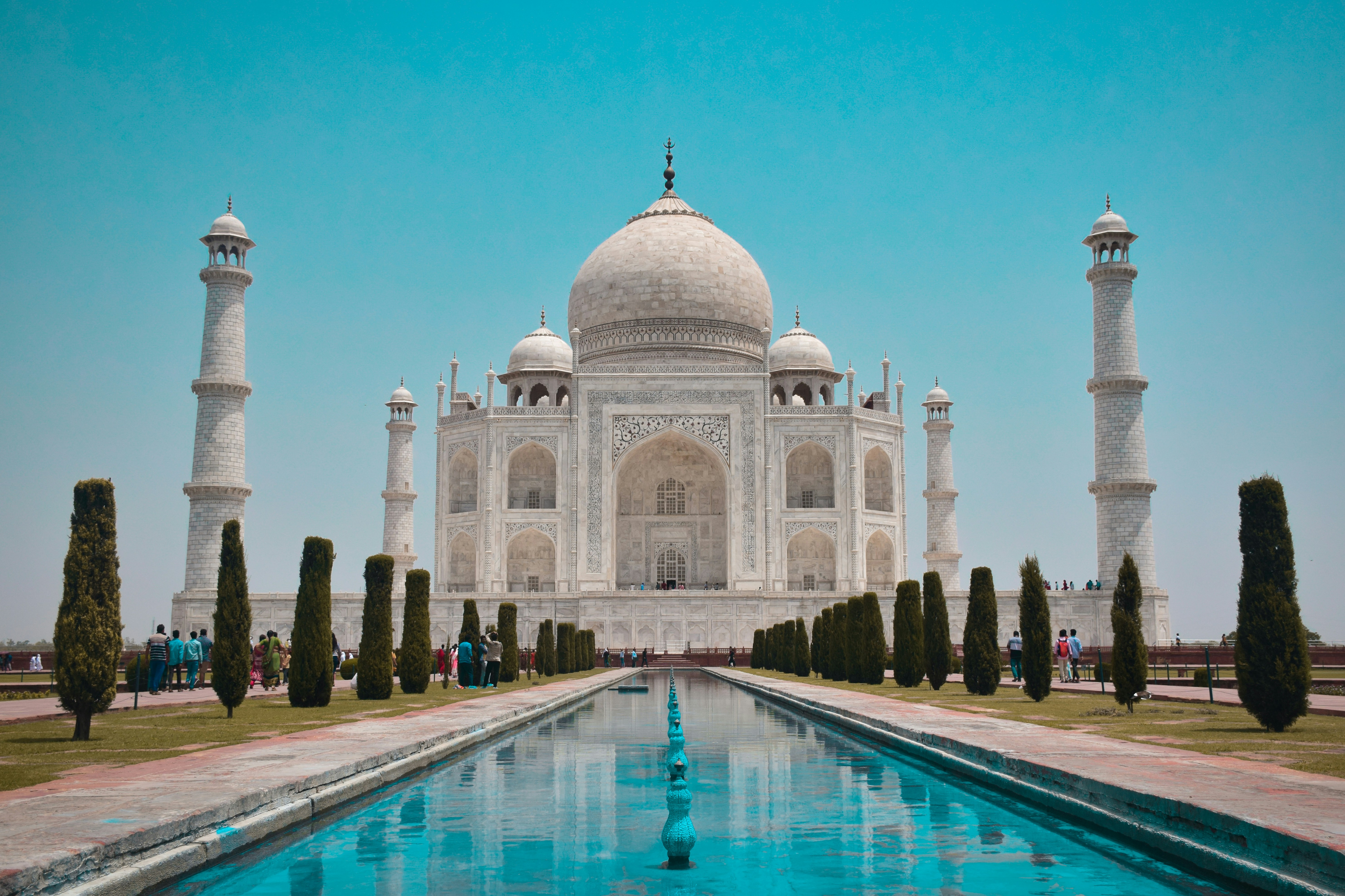 The iconic Taj Mahal at sunrise