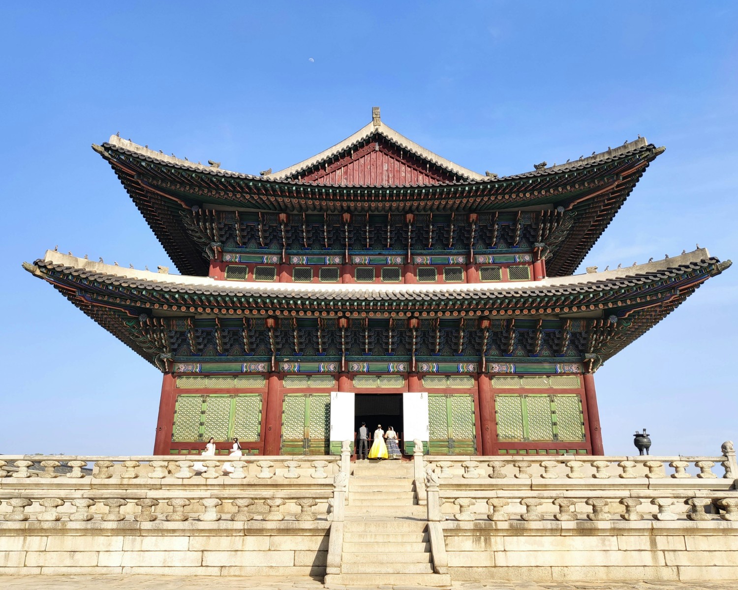 Bulguksa Temple with stone pagodas and mountain backdrop