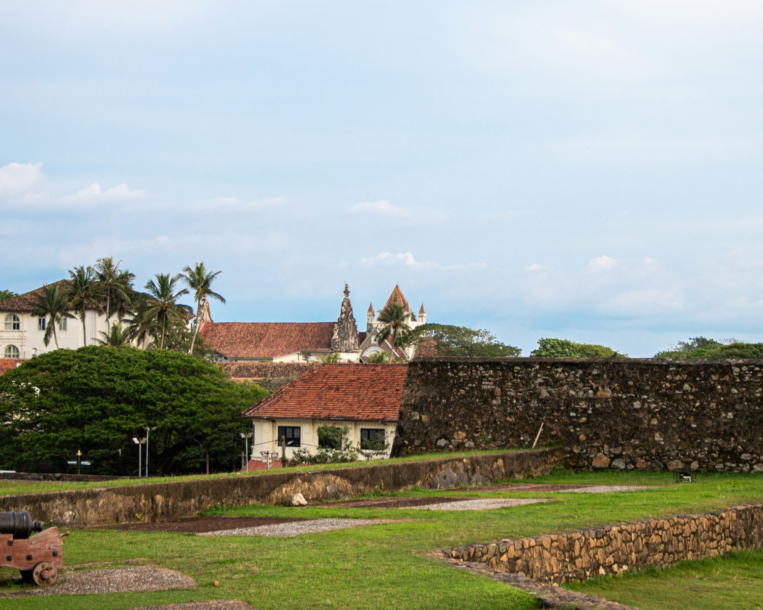Colonial streets and cafés inside Galle Fort